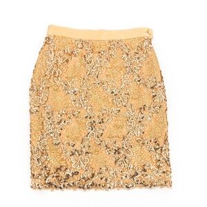 Escada Women’s Gold Metallic Lace Pencil Skirt Size 38